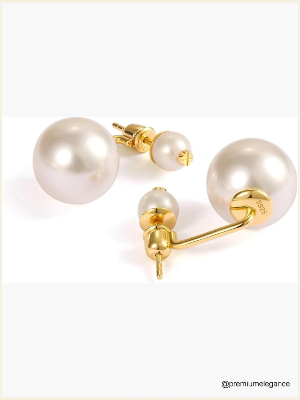 18K Gold Plated Pearl Stud Earrings, Hypoallergenic, Gift for Her